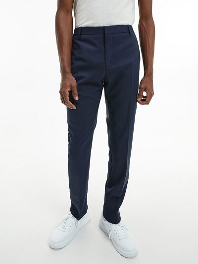 Calvin Klein Ruhák HU349808 | Calvin Klein Slim Wool Blend Férfi Öltöny Nadrág Sötétkék